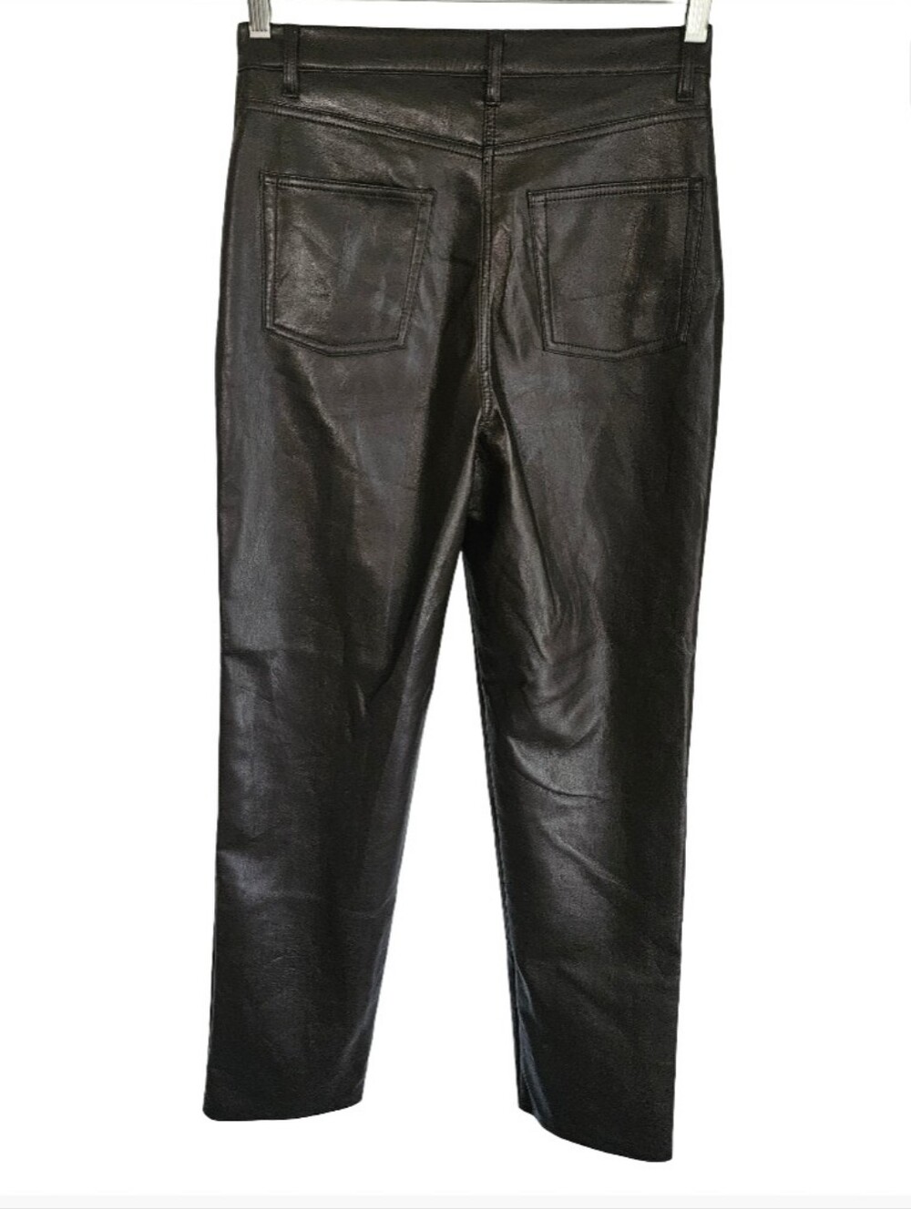 Aritzia Wilfred The Melina High Waisted Vegan Leather Pants Dark Brown Size 6 - Picture 8 of 13